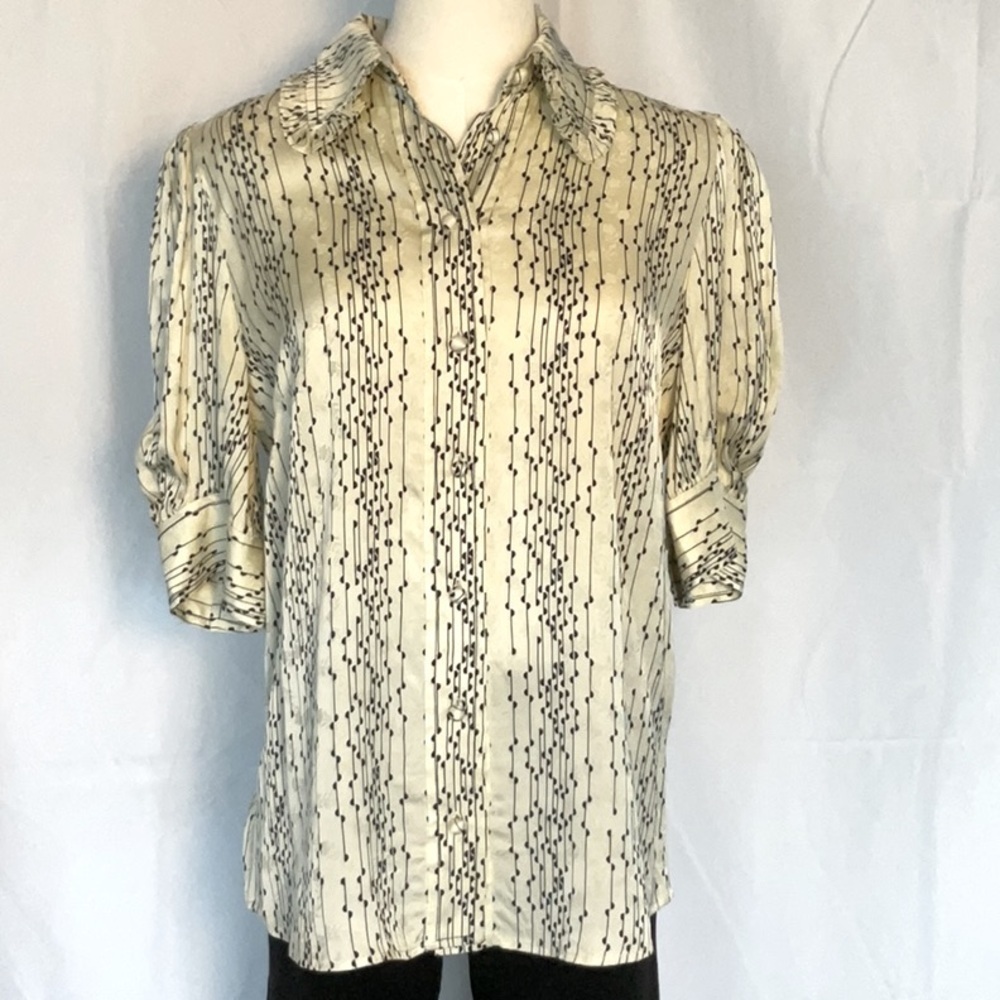 Sandro Shir printed blouse in ecru & black size 1 (US size 4)